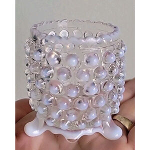 Vintage AJ Beatty & Son Opalescent All Over Hobnail 3-Toe Toothpick Holder